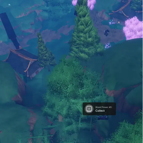 Slayer Island Blood Flower location inside a tree right of Sun God spawn