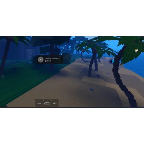 Demonite Fragment 1 location on Academy Island near the teleporter tree branch